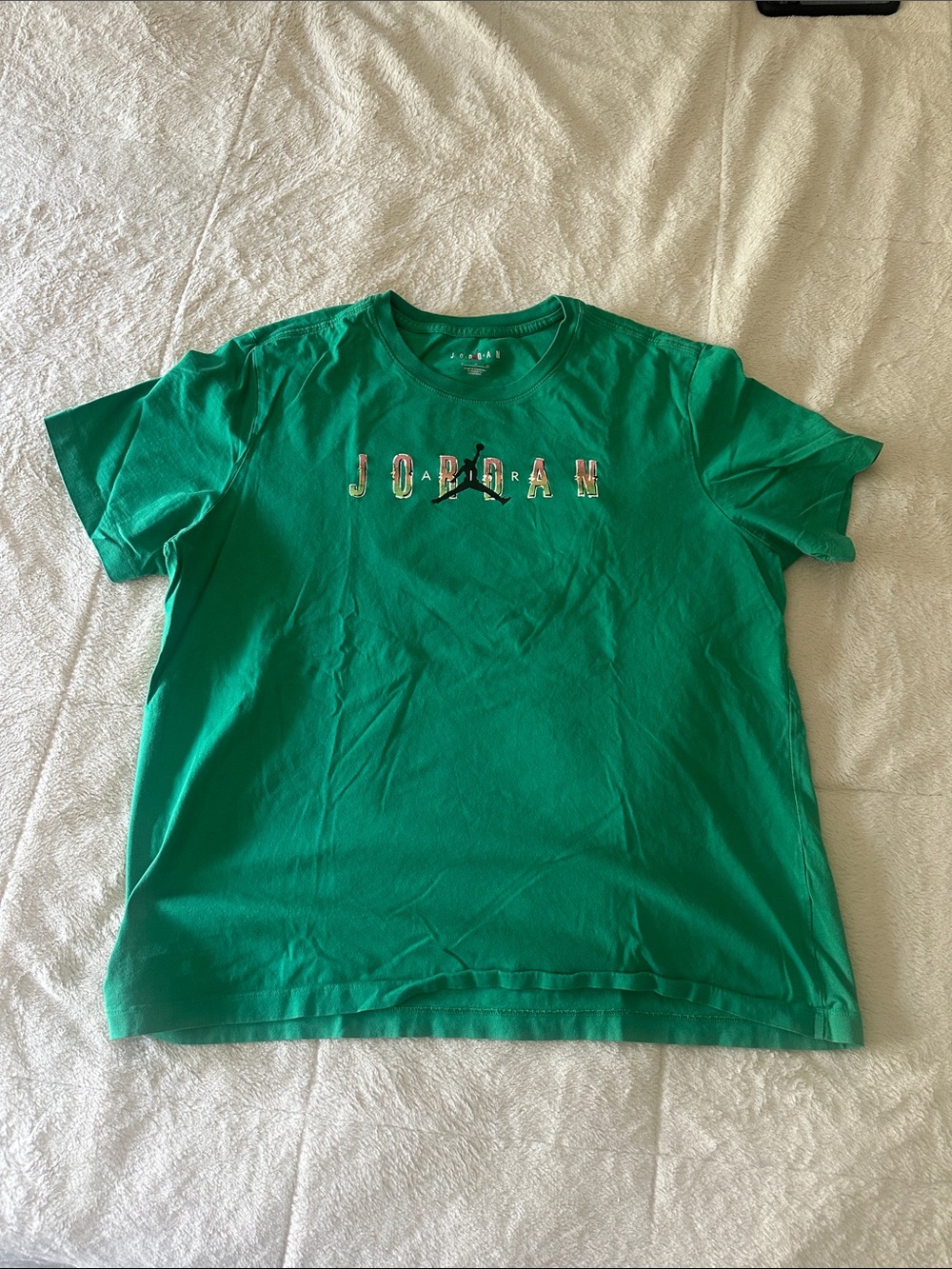 Jordan Green Short Sleeve Tee with Center Logo